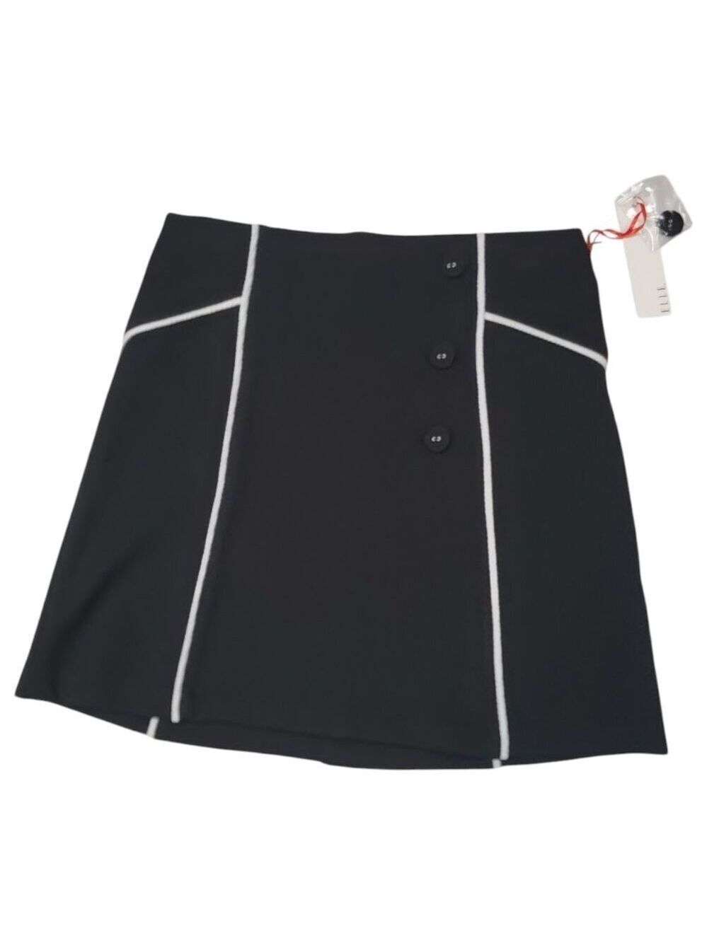 NWT Elle Black White Trim Mini Skirt XS | Mod Retro Chic Office to After-Hours